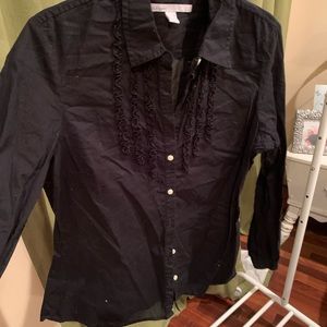 Old Navy size M , black ruffle top l/s , cotton